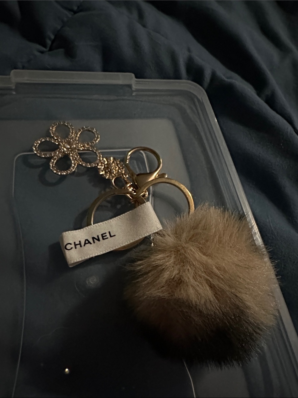 Flower CC key charm .